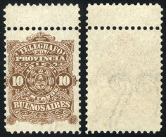 GJ.48A, Telegraph Of The Prov. Of Buenos Aires 10c. WITH WATERMARK Letters, VF And Rare! - Telegraphenmarken