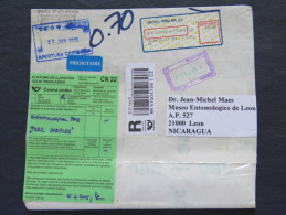 Czech Rep. 2015 Front Of Registered Cover To Nicaragua - Machine Franking - CN 22 Custom Form - Brieven En Documenten
