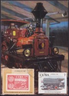 TMA-93 CUBA 1987 SPECIAL CANCEL  MAXIM CARD FERROCARRIL RAILROAD ANIV. - Maximumkarten