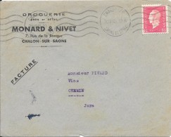 Sur Lettre 1945 Droguerie MONARD & NIVET 7, Rue De La Banque Chalon Sur Saone - 1944-45 Marianne Van Dulac