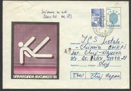 Romania, St. Cover, Bucuresti, Universiada, Gym, Parcel Post,  1982. - Postpaketten