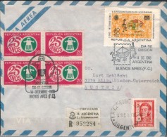 ARGENTINIEN 1968 - Luftpost Rekobrief Mit MiNr:867+1013 4er SStmp. - Covers & Documents