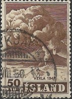ICELAND 1948  Mt. Hekla In Eruption - 50a. - Brown  FU - Oblitérés