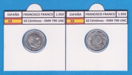 SPANIEN / FRANCO   10  CENTIMOS  1.959  ALUMINIO  KM#790  SC/UNC    T-DL-9199 - 10 Céntimos
