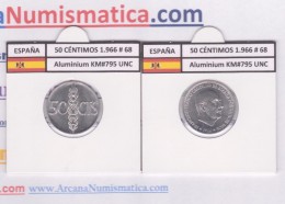 SPAIN / FRANCO   50  CENTIMOS  1.966  #68  ALUMINIO  KM#795  SC/UNC     T-DL-9222 - 50 Céntimos