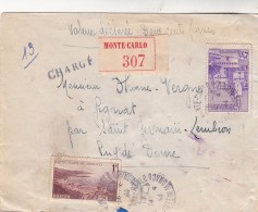 MONACO 1944 LETTRE CHARGÉ DEUX CENTS FRANCS  5 TIMBRES / 4953 - Storia Postale