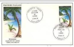 FDC POLYNESIE - PA 128 - 32F Ecologie - Protection De L´arbre. Palmier. - FDC