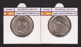 SPAIN / FRANCO   50  PESETAS   1.957 #59  CU NI  SC/UNC  KM#788     T-DL-9319 - 50 Pesetas