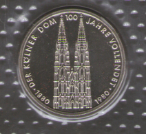 GERMANIA 5 DEUTSCHE MARK 1980 1880 DER KOLNER DOM 100 JAHRE VOLLENDET AG SILVER - Commemorative