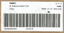 Netherlands Nederland 2016 Pakket Post Office Meter Franking Barcoded Label Domestic Parcel Almost 5 Kg - Frankeermachines (EMA)