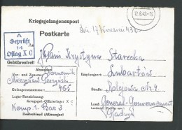 1942. POSTKARTE . GERMAN PRISON FOR POLISH OFFICERS  OFLAG  X C ( LUBEKA ) - Prisoner Camps