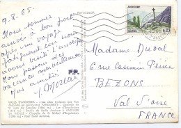 LPP5B- ANDORRE CROIX GOTHIQUE SUR CPA DE JUIN 1965 - Storia Postale