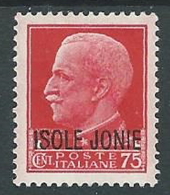 1941 ISOLE JONIE EFFIGIE 75 CENT MH * - M25-8 - Îles Ioniennes