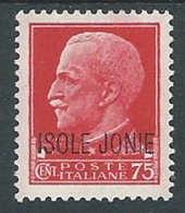 1941 ISOLE JONIE EFFIGIE 75 CENT MH * - M25-9 - Îles Ioniennes