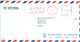 Israel Nahariya AFS 1996 Stadtverwaltung Wappen Luftpostbrief - Cartas & Documentos