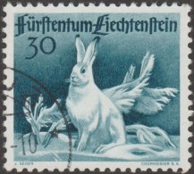 Liechtenstein 1946 Y&T 225 Michel 250. Faune, Chasse. Lièvre Des Neiges. Oblitéré - Rabbits