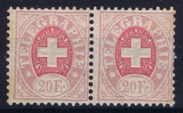 Switserland 1881 Pair  Mi Nr 19 1x MNH/** + 1 X MH/* - Télégraphe