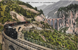 ALBULABAHN → Dampfzug Auf Der Schmittentobelbrücke Mit Landwasser-Viadukt 1909 - Schmitten