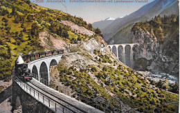 ALBULABAHN → Dampfzug Auf Der Schmittentobelbrücke Mit Landwasser-Viadukt 1914 - Schmitten