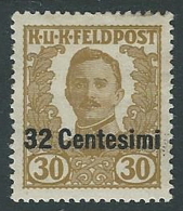 1918 OCCUPAZIONE AUSTRIACA EFFIGIE 32 CENT SU 30 H MH * - P1-3 - Occ. Autrichienne