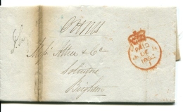 Local Letter BRIGHTON 1852 With Content - BLUE Cancel ! - ...-1840 Préphilatélie