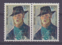 Belgie 1966 Rik Wouters VARIETEIT "vlek Op Wang" 1 Normale Zegel, 1 Met VAR  ** Mnh (31640) - Autres & Non Classés