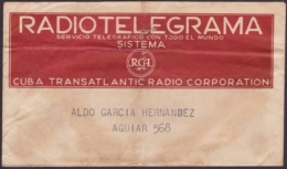 TELEG-182 CUBA (LG-619) 1950 TELEGRAMA TELEGRAM TELEGRAPH+ SOBRE. TRANSATLANTIC RADIO RADIOTELEGRAMA - Télégraphes