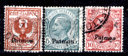 Italia-F01236 - Egeo - Patmo 1912: Sassone N. 1,2,3 (o) Used - Privo Di Difetti Occulti - Egeo (Patmo)