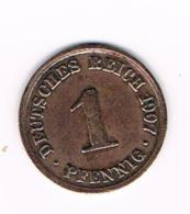 °°° DEUTSCHES REICH  1 PFENNIG 1907 A - 1 Pfennig