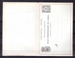 Etat Indépendant Du Congo , Palmiers, Carte Postale Réponse Payée  Neuve - Postwaardestukken