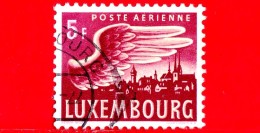 LUSSEMBURGO - Usato - 1946 - Posta Aerea - Ala Di Cigno Davanti Alla Città Di Lussemburgo - 5 - Oblitérés