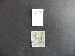 Belgique  :Perfins :timbre N° 78  Perforé   C L   Oblitéré - Zonder Classificatie