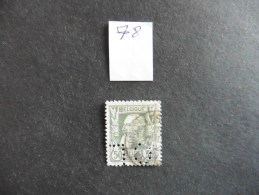 Belgique  :Perfins :timbre N° 78  Perforé   C L   Oblitéré - Zonder Classificatie