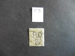 Belgique  :Perfins :timbre N° 59  Perforé  P D B  Oblitéré - Zonder Classificatie