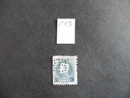Belgique  :Perfins :timbre N° 213  Perforé    Oblitéré - Zonder Classificatie