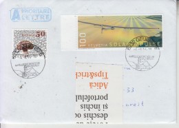 SWITZERLAND : SOLAR ENERGY AEROPLANE On Cover Circulated To ROMANIA - Envoi Enregistre! Registered Shipping! - Used Stamps