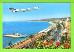 NICE - AVION AIR FRANCE SURVOLANT LA PROMENADE DES ANGLAIS - Carte Vierge - Luftfahrt - Flughafen