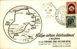 FRANCE / ALGÉRIE - Oblitération Et Carte Du Rallye Aérien D ' Algérie Et Du Grand Erg Occidental En 1951-A Voir - L 1196 - Posta Aerea