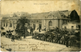 NICE Gare P.L.M.  Rare Cachet Du 163e Régimant D'infanterie Adressée à Vert Près La Felaine   Compostée à Castres - Transport (rail) - Station