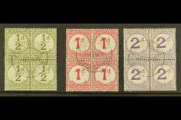 POSTAGE DUES 1932 Set On Ordinary Paper, SG D4, D5 And D6, In Superb Used Blocks Of 4 Showing Clear 9 Feb 45 Cds... - Andere & Zonder Classificatie