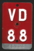 Velonummer Waadt VD 88 - Plaques D'immatriculation