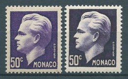 Monaco - 1950 -  Rainier III - N° 344 - Variété Violet Noir  - Neuf * - MLH - Varietà