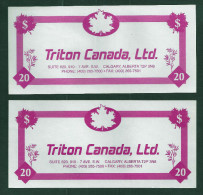Test Note "TRITON CANADA" Testnote, Typ C, 20 Units,, Pink, Beids. Druck, Sample, RRR, UNC - Autres & Non Classés