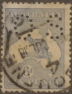 AUSTRALIA 1915 6d Roo OS Perfin SG O46a U #VO263 - Service