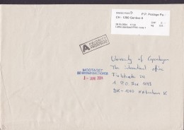 Switzerland A Priority Prioritaire GENEVE 2004 Cover Lettera To Denmark P.P. Postage Paid Label - Frankiermaschinen (FraMA)