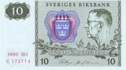 SWEDEN 10 KORONOR 1990 P-52e UNC OFFSET SIGN. [ SE52e1990 ] - Suède