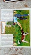 ALMANACH DES P.T.T 1974 - ENFANT ET CHEVAL  AU PRE - CHIEN ET GARCON  - SEINE ET MARNE 77 - MELUN - OBERTHUR - Big : 1961-70