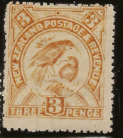 NZ 1898 3d Huia P14 SG 321c HM #VY133 - Neufs