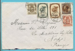 402+419+420+488+491 Op Brief Met Stempel BOUFFIOULX - 1934-1935 Leopold III.