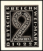 1922, Gewerbeschau München, 2 Mark Essai Von S. Von Weech In Schwarz, Tadellos Ungebraucht Ohne Gummierung -... - Autres & Non Classés